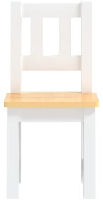 3 pcs conjunto mesa e cadeiras infantil MDF branco e bege