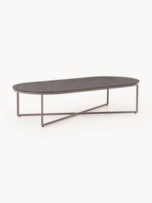 Mesa de centro oval com tampo de vidro com aspeto de mármore Antigua