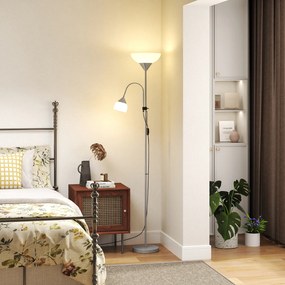 Candeeiro de pé, candeeiro de sala com 2 cabeças com casquilhos E27 e E14, base em metal, dim. Ø28 x 179,5 cm (altura)