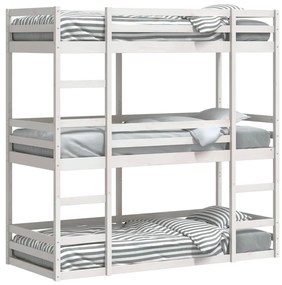 Beliche triplo 90x190 cm madeira de pinho maciça branco