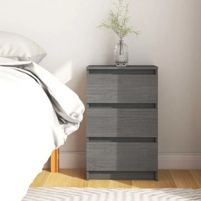 vidaXL Mesa de cabeceira 40x29,5x64 cm madeira de pinho maciça cinza