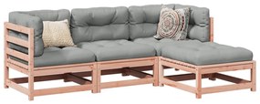 vidaXL 4 pcs conj. sofás jardim c/ almofadões madeira abeto-de-douglas