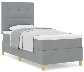 Cama Box Spring com Colchão Cinza Claro 80x200 cm Tecido