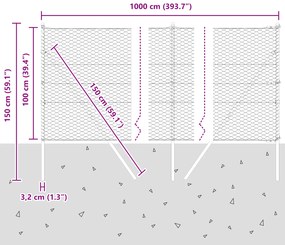 Cerca Hexagonal vidaXL Verde 1x10 m Aço