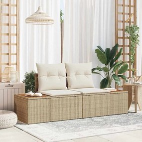 vidaXL Sofá de Jardim de 2 Lugares com Almofadas Bege Vime Sintético