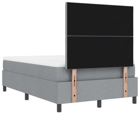 Cama Box Spring com Colchão e Banco Cinza Claro 120x190 cm Tecido