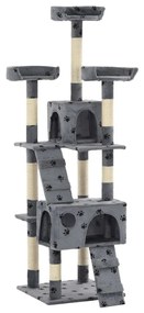 Árvore para gatos c/ postes arranhadores sisal 170 cm cinzento