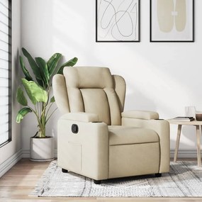 vidaXL Poltrona reclinável tecido cor creme