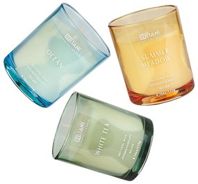Conjunto de 3 velas perfumadas em cera de soja oceano/chá branco/prado de verão SHEER JOY Beliani