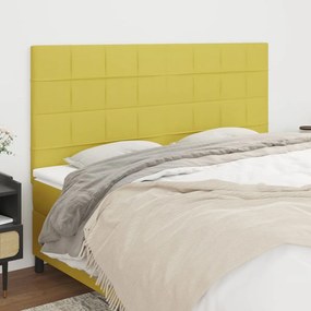 vidaXL Cabeceira de cama 4 pcs tecido 100x5x78/88 cm verde