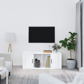 Móvel de TV 100x35x40 cm madeira processada branco brilhante