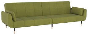 Sofá-cama 2 lugares com duas almofadas veludo verde-claro
