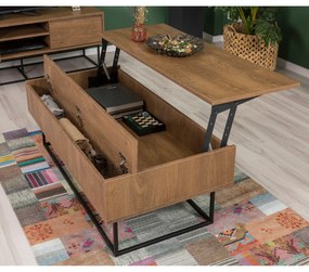 Conjunto de Móveis de Sala Laxus – Nogueira/Preto – TV: 140x50x40 cm,