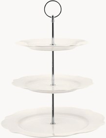 Prato para bolo com três níveis em new bone china com borda ondulada Gemma