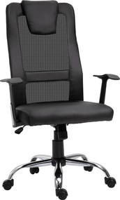Vinsetto Cadeira de Escritório Giratória Ajustável Cadeira de Chefe Ergonômica PU preta 66 x 73 x 108-118 cm | Aosom Portugal