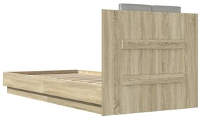 Estrutura cama c/ cabeceira/luzes LED 90x200 cm carvalho sonoma