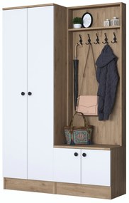 Cabide de Entrada P6 – Branco e Nogueira – 119,6 x 182,8 x 35,5 cm