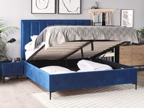 Conjunto de quarto em veludo azul 160 x 200 cm SEZANNE Beliani