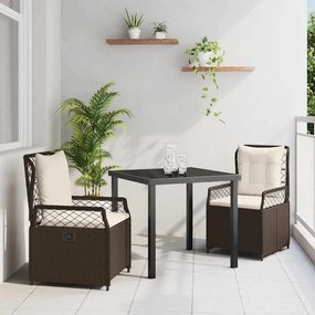 vidaXL Conjunto de Jantar de Jardim 3 Peças Marrom em Polyrattan