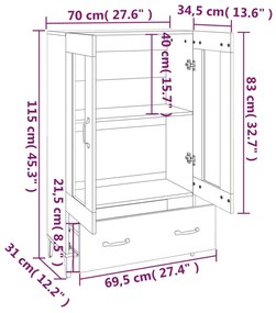 Vitrine Sara com Gaveta - Cinzento - Design Nórdico