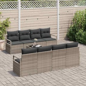 Conjunto de Sofá de Jardim vidaXL 9 Peças com Almofadas Cinzento Vime