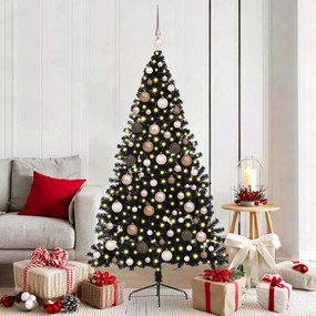 vidaXL Árvore de Natal Artificial Pré-iluminada Preto 180 cm PVC