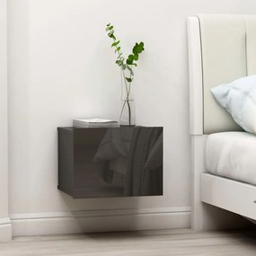 vidaXL Mesas de cabeceira 2 pcs 40x30x30cm contraplacado cinza brilhante