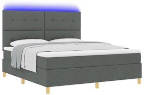 Cama Box Spring com colchão e LED Cinza Escuro 180x200 cm Tecido