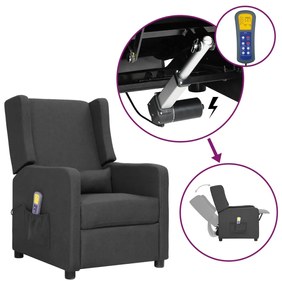 vidaXL Poltrona de massagens elevatória tecido cinzento-escuro
