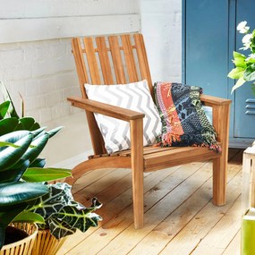 Poltrona Adirondack Lounge de madeira de acácia durável para áreas externas - branca