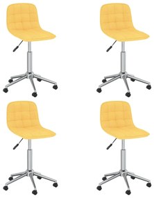 Cadeiras de jantar giratórias 4 pcs tecido amarelo