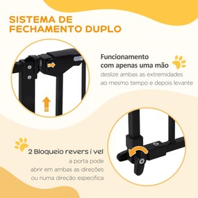 Barreira de Segurança Extensível para Portas e Escadas com Fechamento Automático e Sistema de Duplo Bloqueio 74x148-76cm Preto