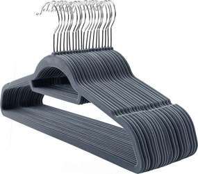 Conjunto 20 Cabides de veludo, 45 x 23,5 x 0,6 cm cinzento claro
