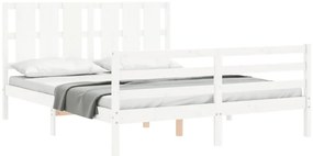Estrutura de cama King Size com cabeceira madeira maciça branco