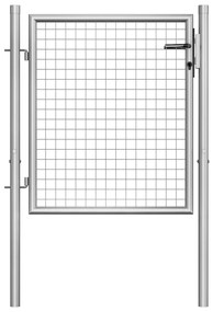 vidaXL Portão de jardim em aço galvanizado 105x125 cm prateado