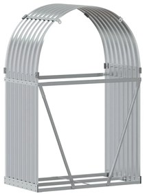 Suporte de lenha 80x45x120 cm aço galvanizado prateado