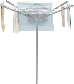 Estendal de roupa giratório 139,2 x 139,2 x 182 cm, com 45 m de corda, prateado