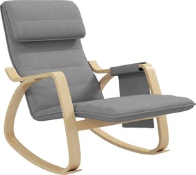 Poltrona relaxante com balanço, poltrona de amamentação com apoio para os pés ajustável, bolso lateral e apoio para a cabeça, cinzenta