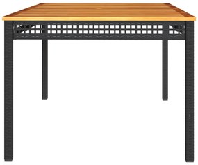 Mesa de jardim 180x90x75 cm vime PE e madeira de acácia preto