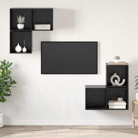 vidaXL Conjunto de Estantes para TV 4 pcs Carvalho preto