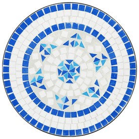 Mesa bistrô em mosaico Ø50x70 cm cerâmica azul e branco