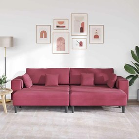 Sofá de Veludo com almofada 3 pcs Vinho Vermelho 208 cm Veludo