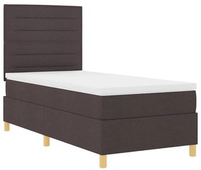 Cama Box Spring com Colchão Castanho Escuro 90x200 cm Tecido