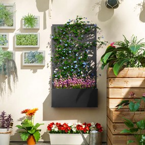 Floreira com biombo de treliça para plantas trepadeiras, floreira 61 x 23 x 113 cm preto