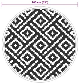 Tapete de exterior Ø160 cm ARAKIL PP branco e preto