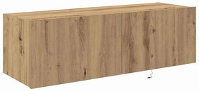 Armário de TV vidaXL com luzes LED Carvalho Artesanal 100x35x31 cm