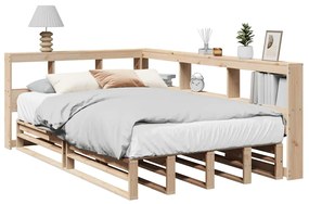 vidaXL Cama com estante sem colchão 120x200 cm pinho maciço