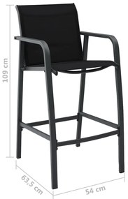 Cadeiras de bar para jardim 4 pcs textilene preto
