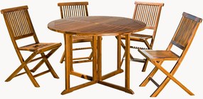 Conjunto de jantar para jardim em madeira de teca com orifício para guarda-sol Maeva, conjunto de 5