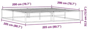 Estrutura de cama sem colchão branco 200x200 cm metal